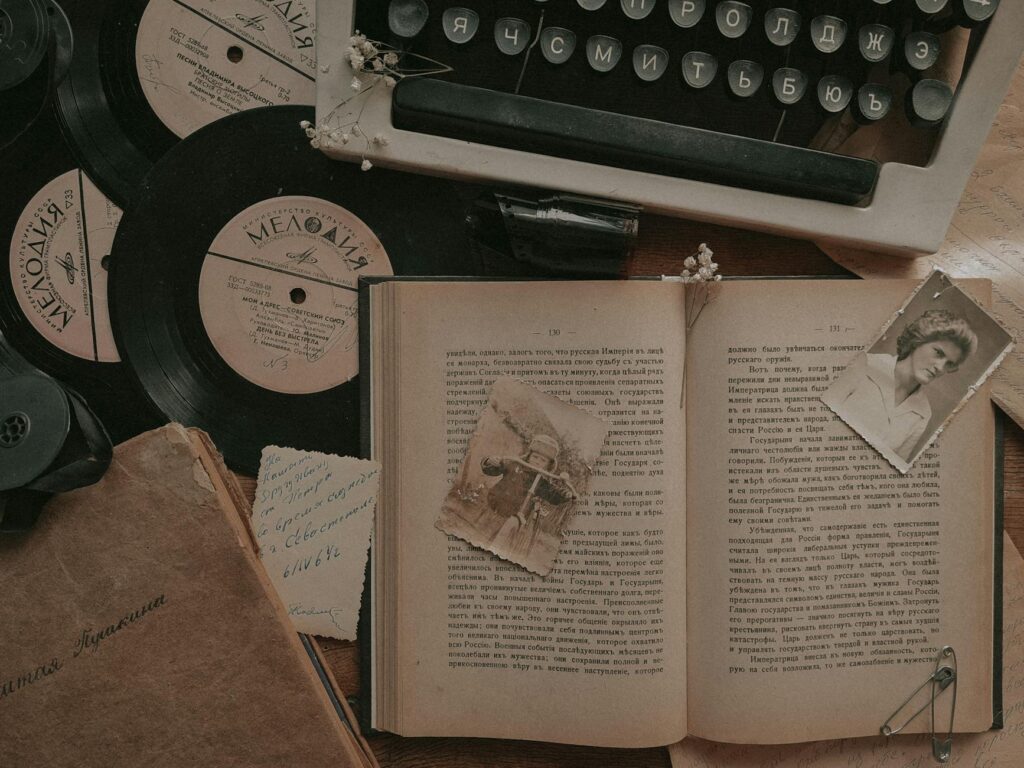 vintage photographs on the table