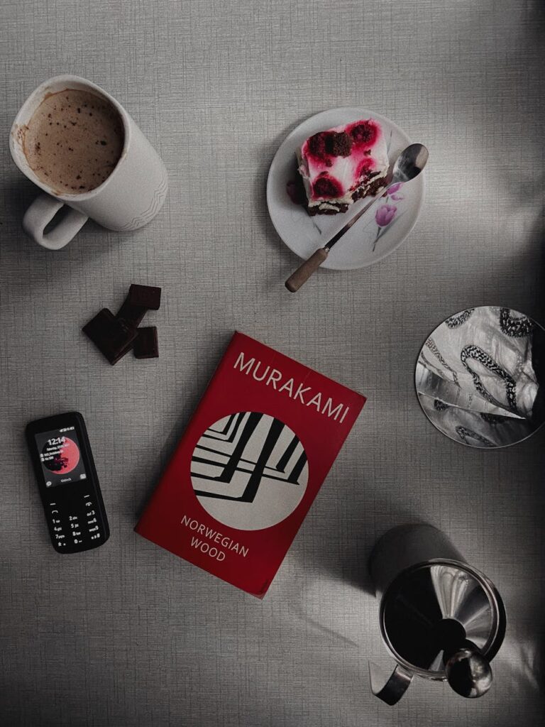 norwegian wood book among sweet snacks